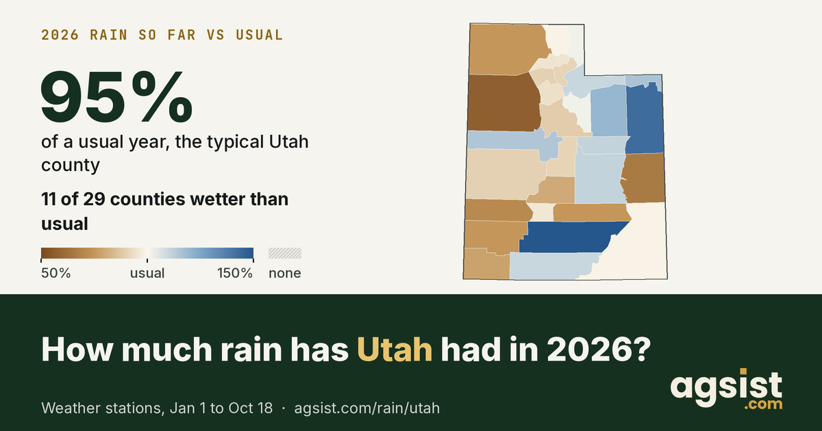 Utah Rainfall Data Shows Varied Totals Across 29 Counties